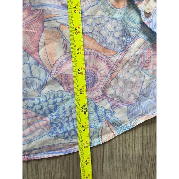 Talbots Pastel Seashell Print Button Down Shirt XL Petite Soft Watercolor - Picture 6 of 7